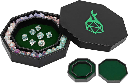 Dice Tray Arena Rolling Tray and Storage Compatible with Any Dice Game, D&D and RPG Gaming (Green)