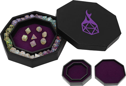 Dice Tray Arena Rolling Tray and Storage Compatible with Any Dice Game, D&D and RPG Gaming (Purple)