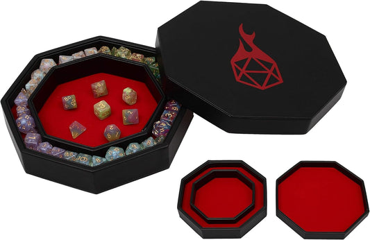 Dice Tray Arena Rolling Tray and Storage Compatible with Any Dice Game, D&D and RPG Gaming (Red)